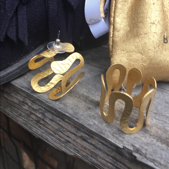 Bansri art deco hoop earrings gold statement large gold disk earrings HP24x2 - Picture 4 of 14